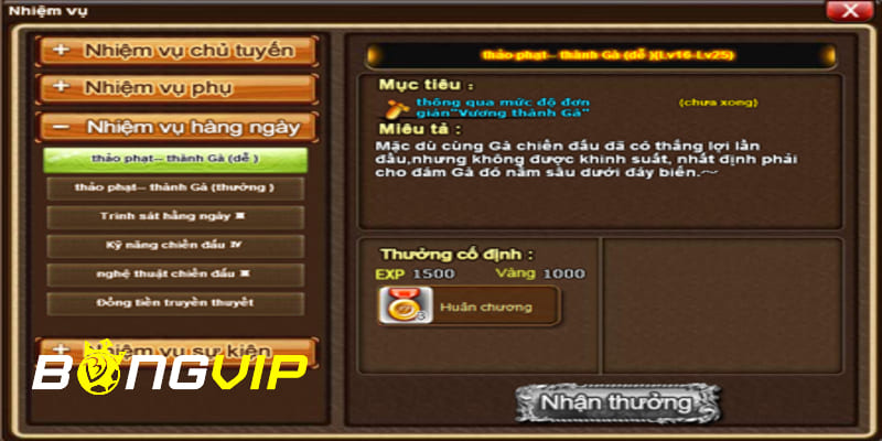 nhiệm vụ game bài 